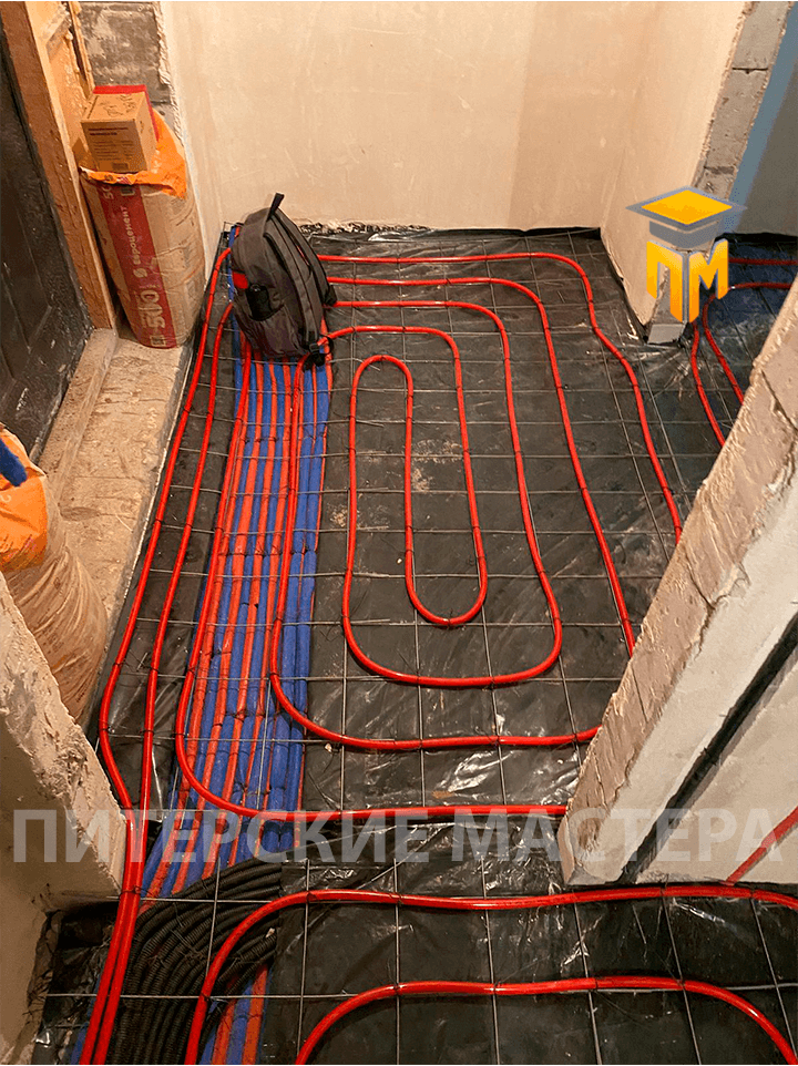 Монтаж теплого пола с разводкой отопления в прихожей