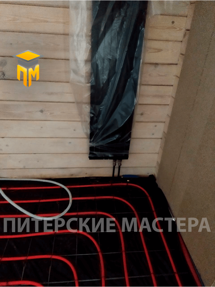 Подключение труб теплого пола к отопительной системе в деревянном доме, деревня Старое Колено, Ленинградская область